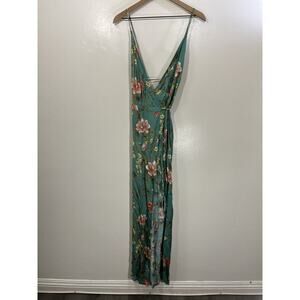 Majorelle Floral Babydoll Maxi Dress L Y2K Tropical Resort Beach Boho Romantic
